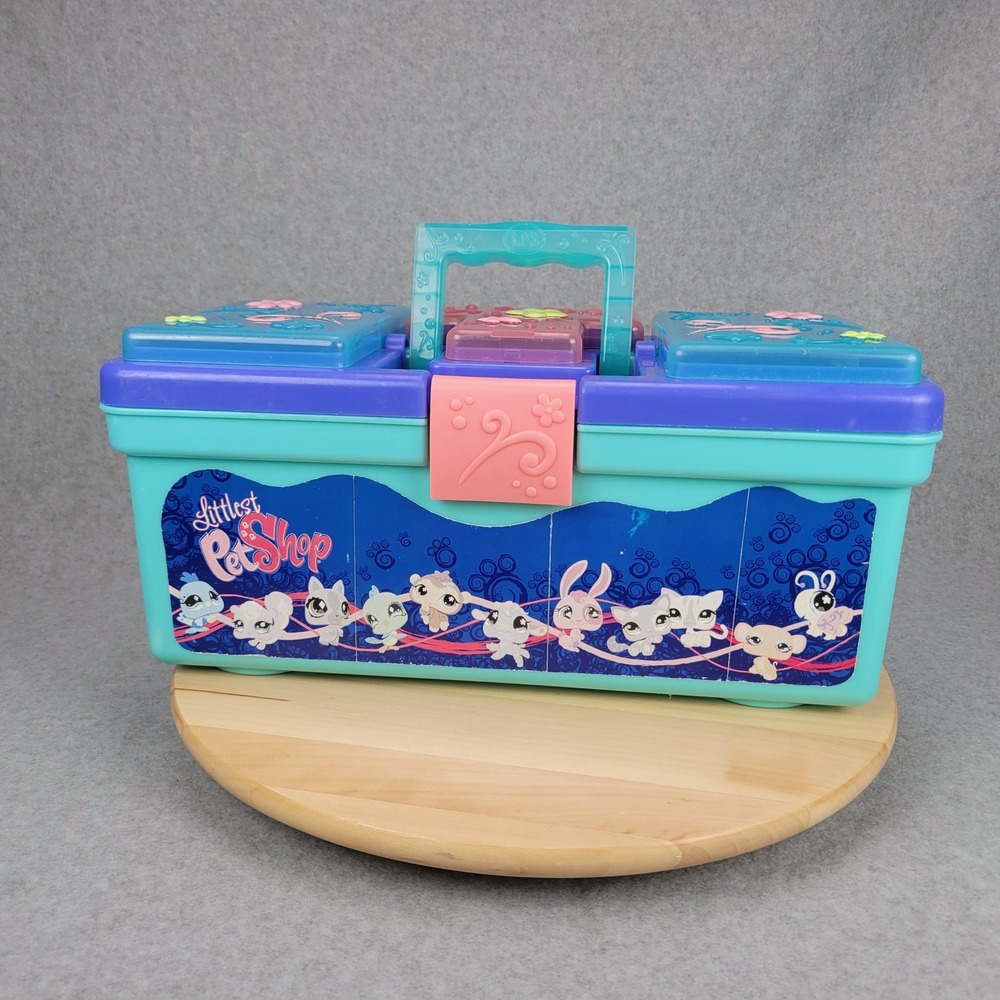 Littlest Pet Shop Storage Trunk Case Tackle Box Teal Y2K Original Latch
